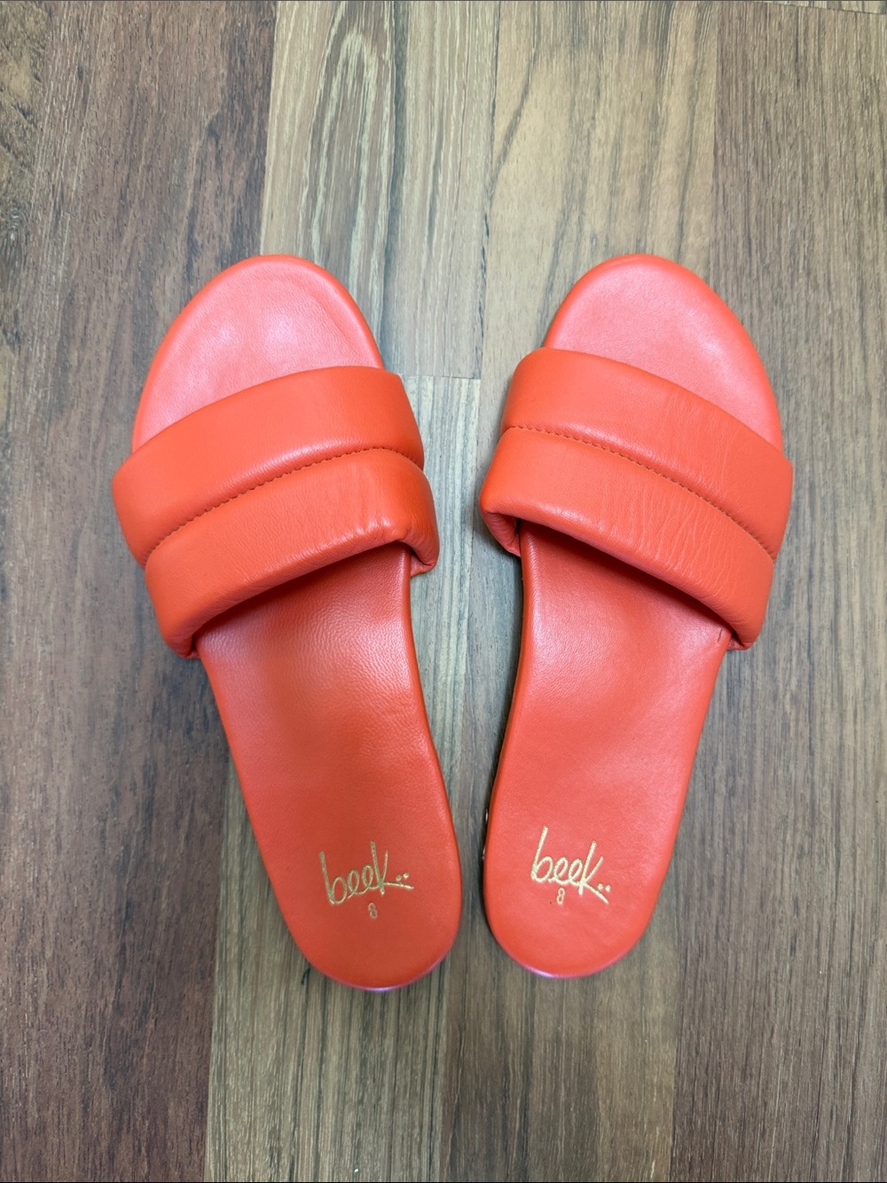 beek Orange Padded Slide Sandals